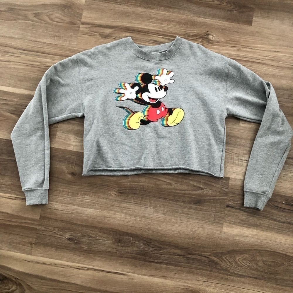 Grey cropped Mikey Mouse sweater fits S-M